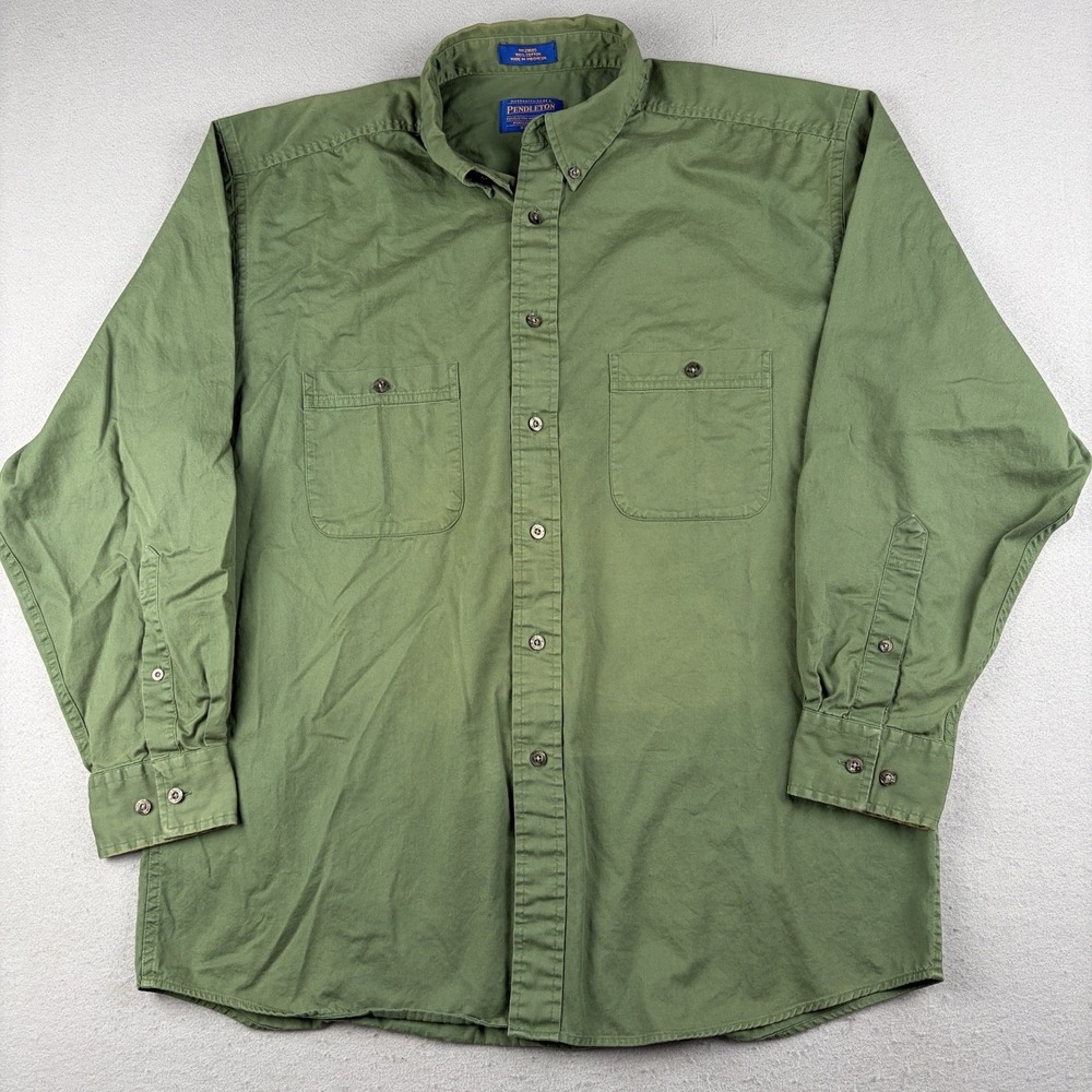 Pendleton Cotton Twill Utility Shirt Olive Green Men's Large